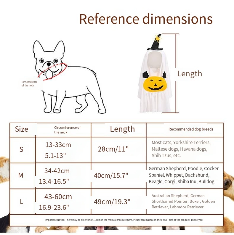 Halloween Ghost Pet Costume with Pumpkin Design and Mini Witch Hat